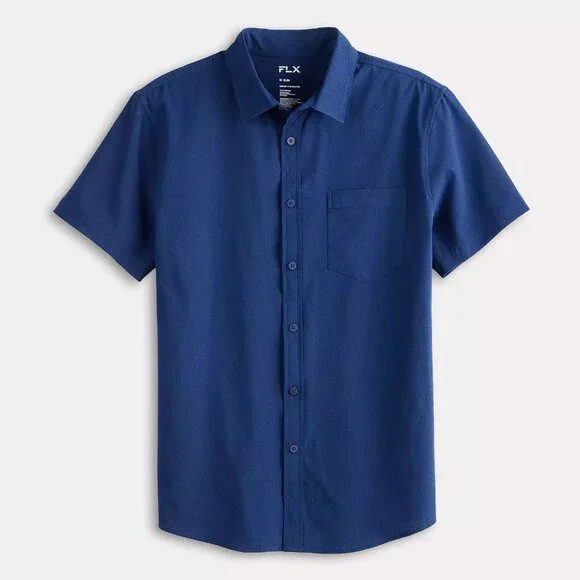 Men's FLX Slim XL Performance Untucked-Fit Button Down Shirt - Picture 8 of 12